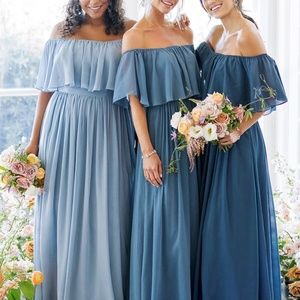 Revelry Chiffon Abigail in Desert Blue Size 4 petite